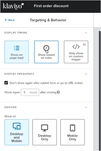 Klaviyo: Shopify: Targeting & Behavior Popups