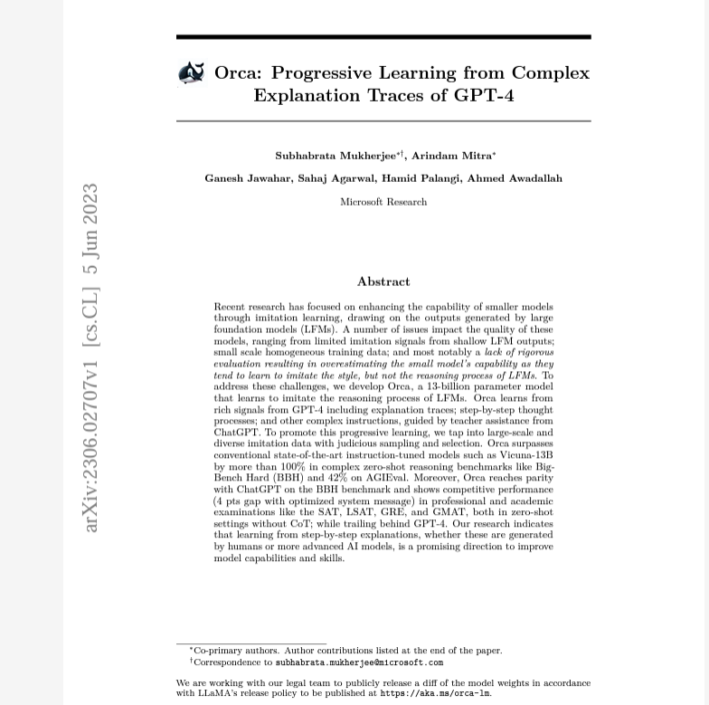 Orca: Progressive Learning from Complex Explanation Traces of GPT-4