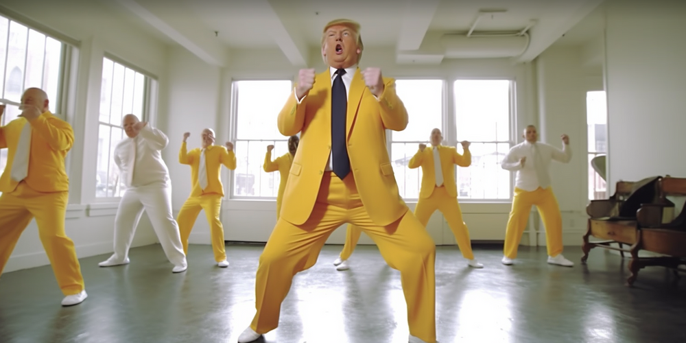 Trump Dancing in Yellow Suit