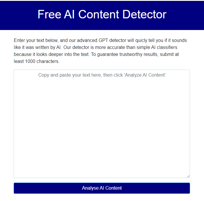 Free AI Content Detector UI