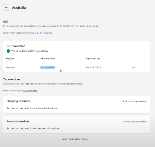 Shopify: ABN Number